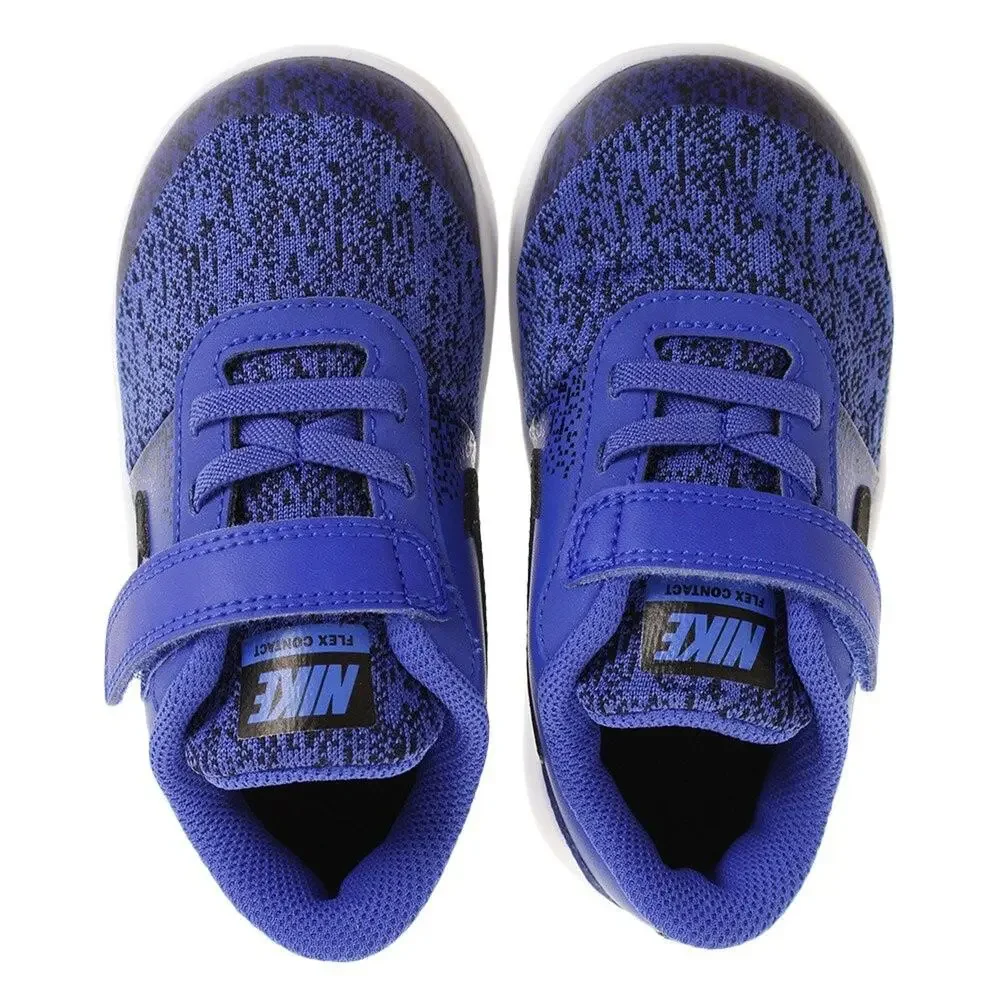 NIKE TODDLER FLEX CONTACT (TDV) RACER BLUE BLACK WHITE SIZE 6
